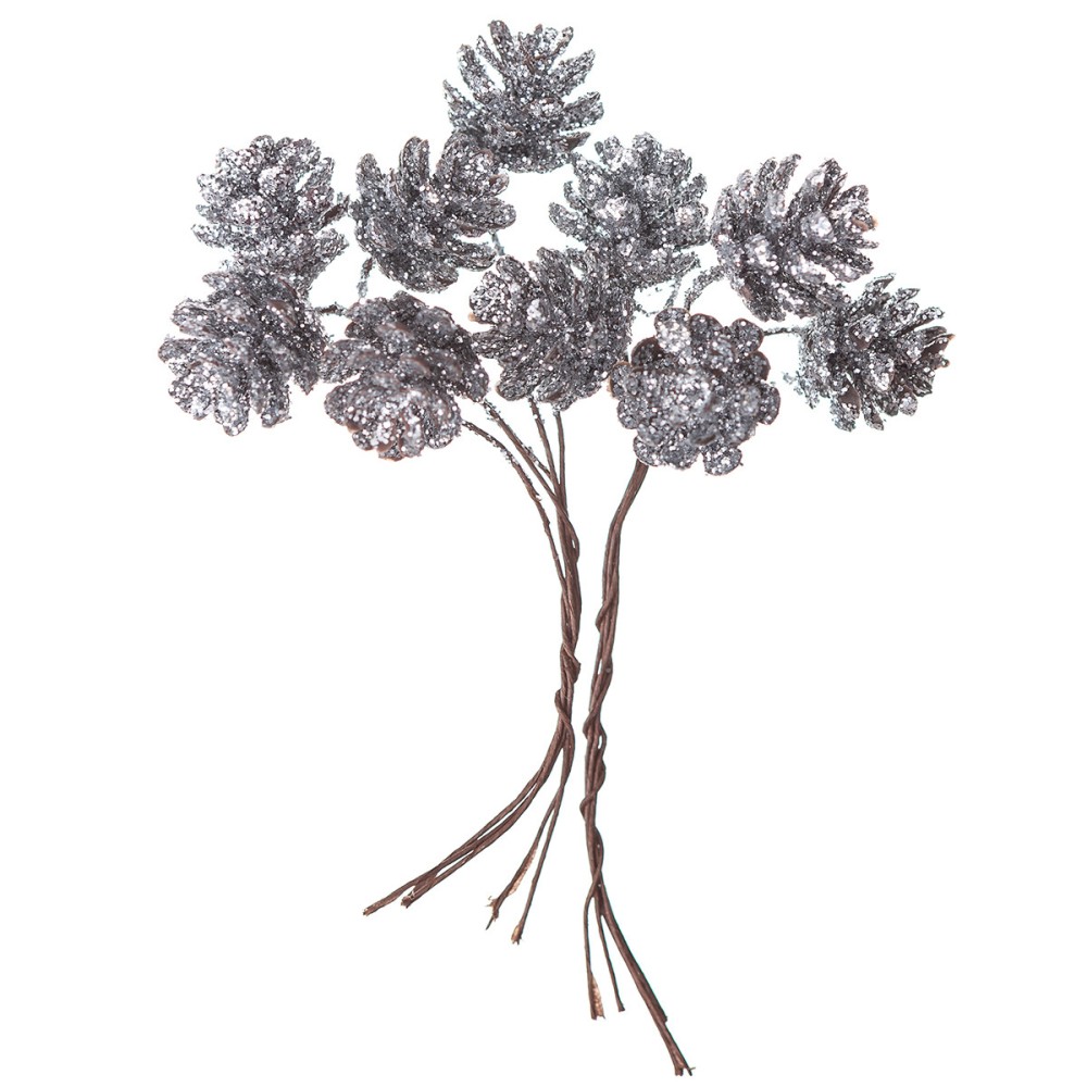 Mini pinecones - DpCraft - silver, 10 pcs.