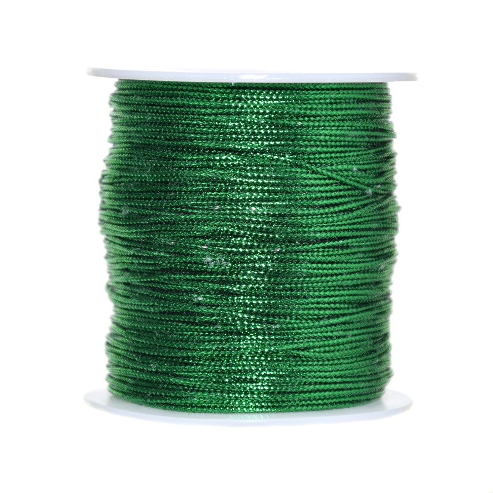 Sznurek dekoracyjny, metalizowany - zielony, 1 mm x 100 m