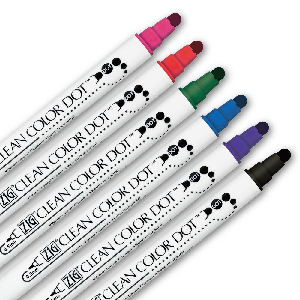 Zig Clean Color Dot double sided pen set - Kuretake - 6 pcs.