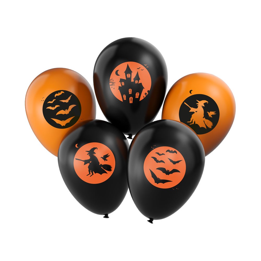 Balloons with halloween print - 28 cm, 5 pcs.