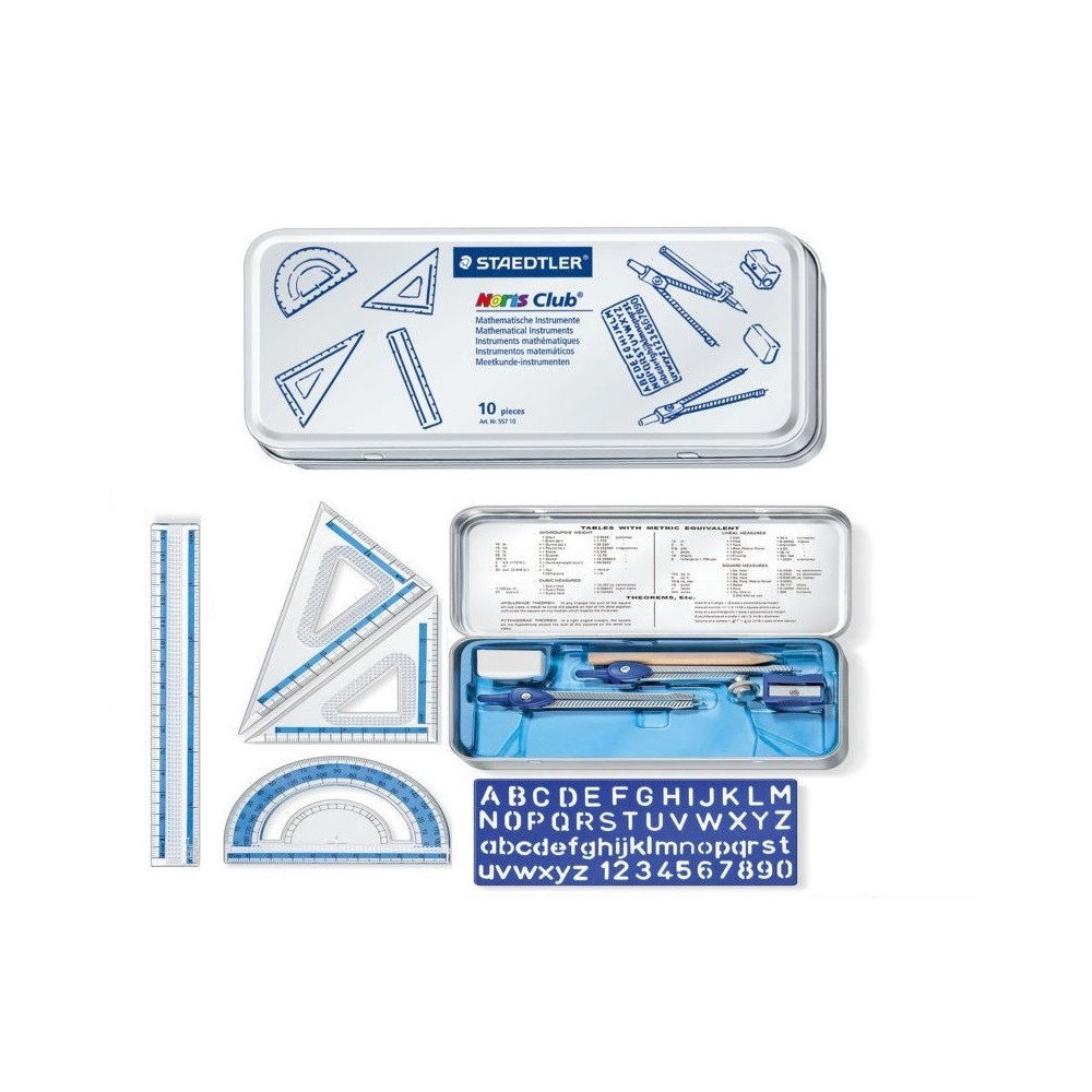 Zestaw geometryczny w metalowym etui - Staedtler - 10 szt.