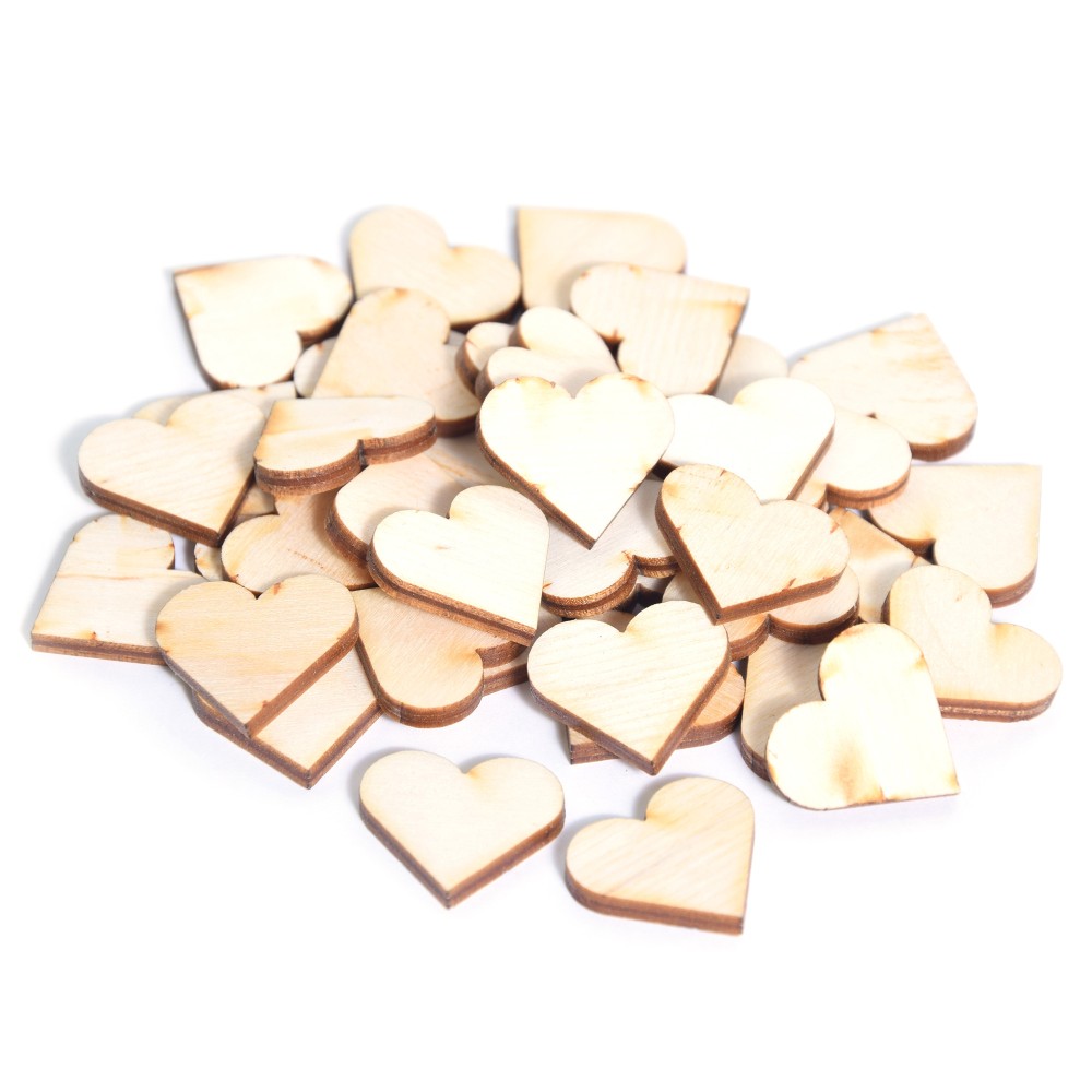 Drewniane konfetti serca - Simply Crafting - 2 cm, 40 szt.