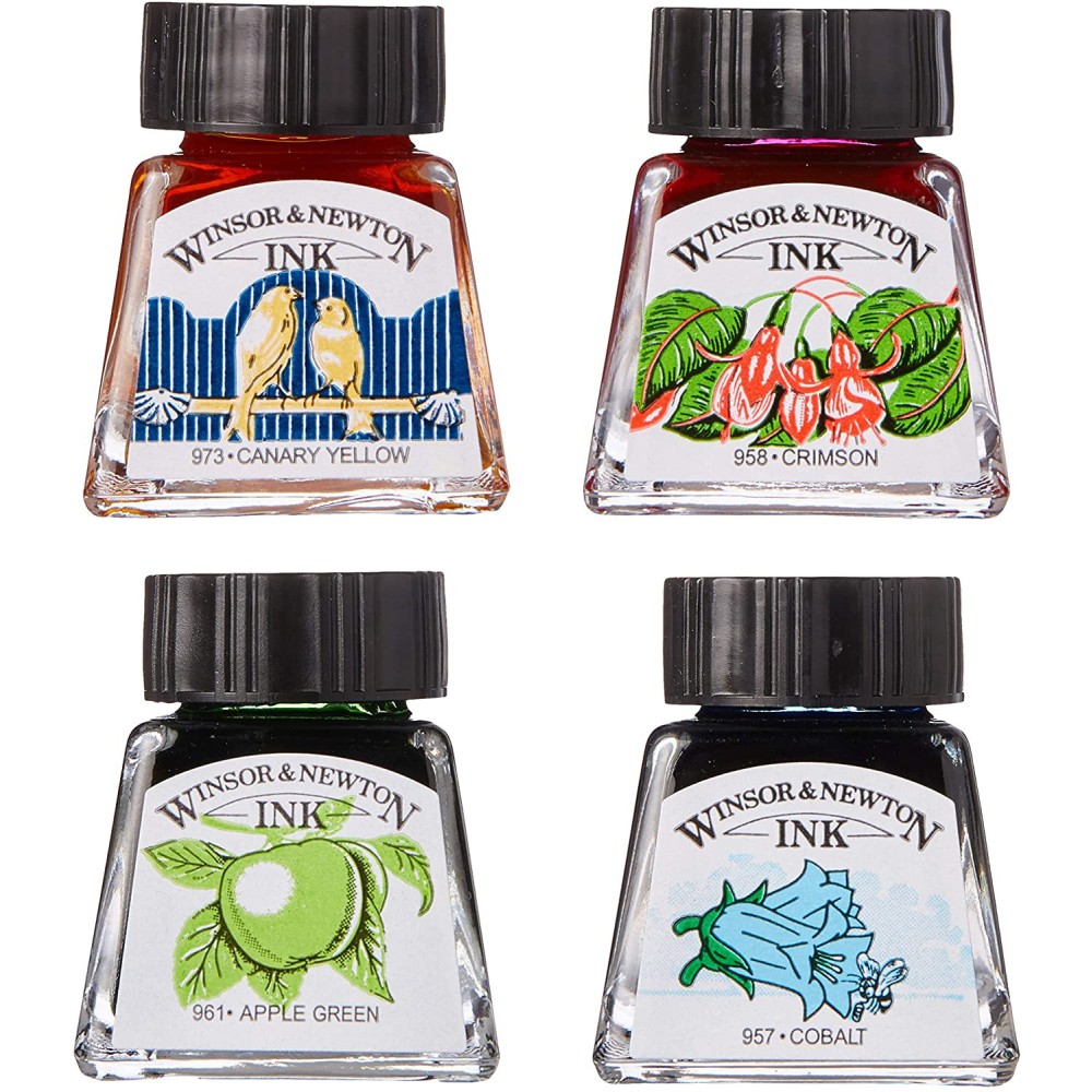 Zestaw tuszów rysunkowych - Winsor & Newton - Vibrant Tones, 4 szt.