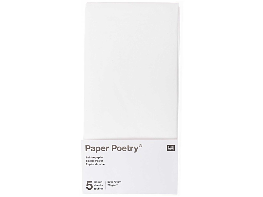 Gift wrapping tissue paper - Paper Poetry - white, 5 pcs.