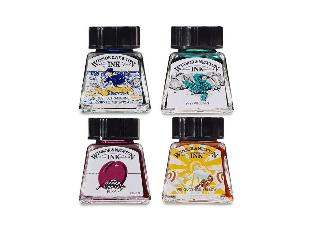 Zestaw tuszów rysunkowych - Winsor & Newton - Rich Tones, 4 szt.