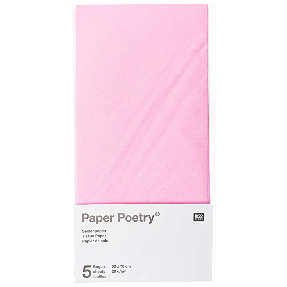 Gift wrapping tissue paper - Paper Poetry - pink, 5 pcs.