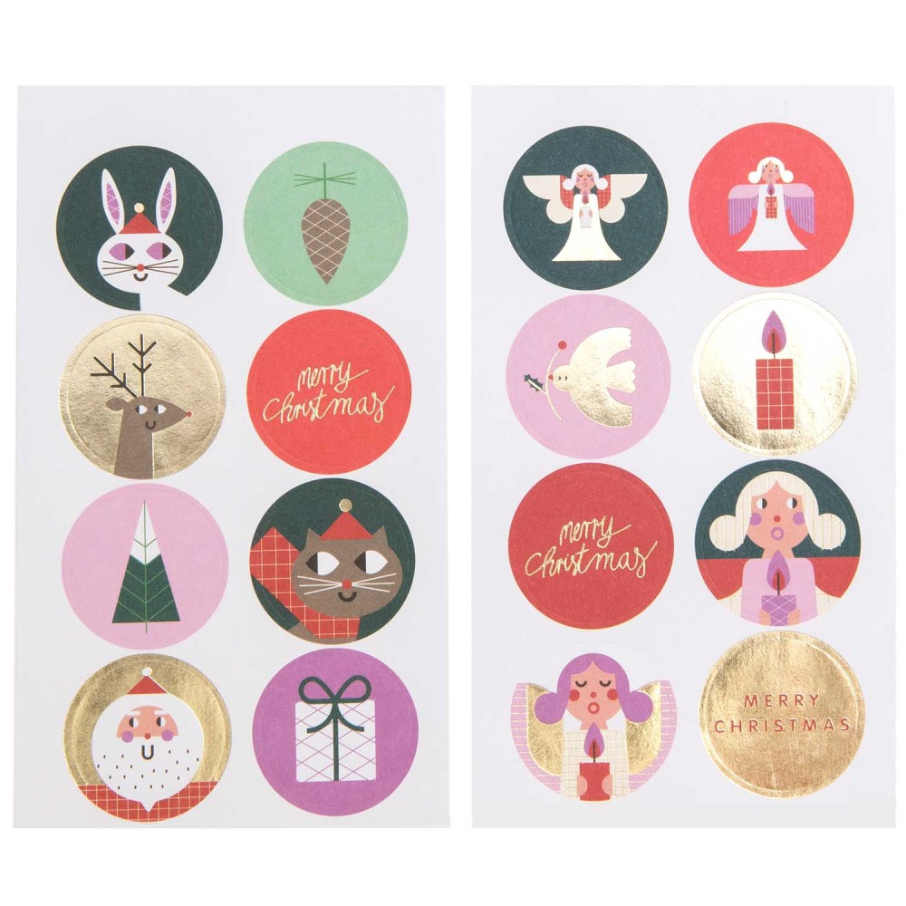 Christmas round stickers - Paper Poetry - Xmas, 32 pcs.