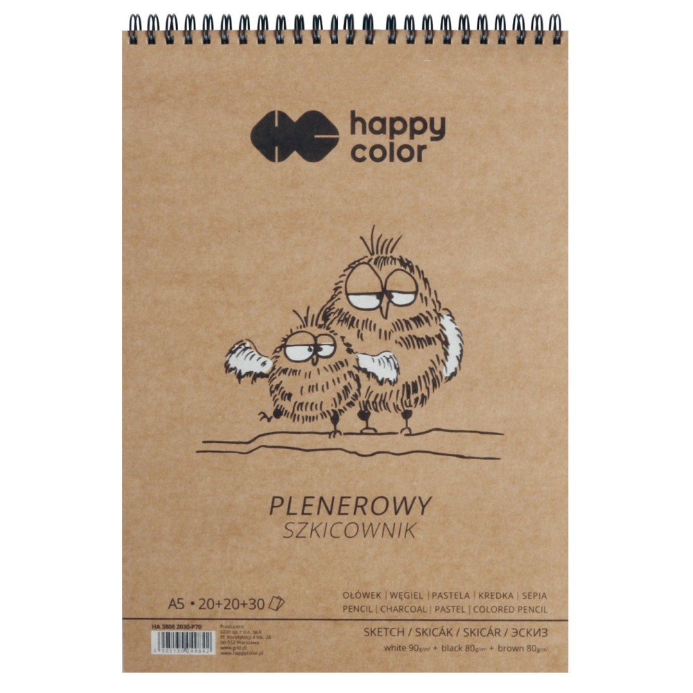 Szkicownik plenerowy ze spiralą - Happy Color - A5, 80-90 g, 70 ark.