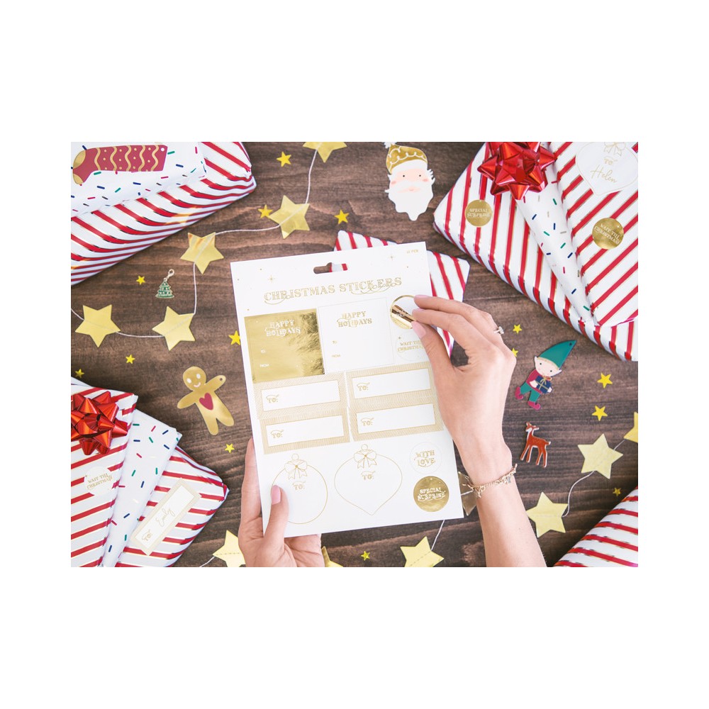 Christmas stickers - gold, 12 pcs.