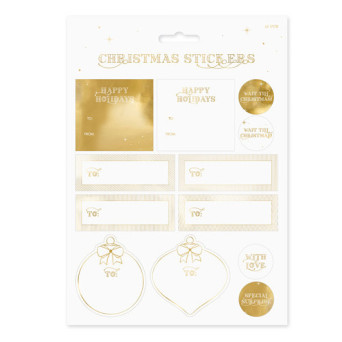 Naklejki świąteczne Christmas - złote, 12 szt.