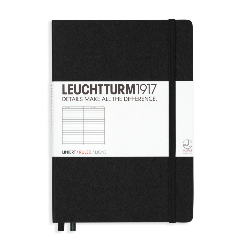 Notatnik - Leuchtturm1917 - w linie, czarny, twarda okładka, A5