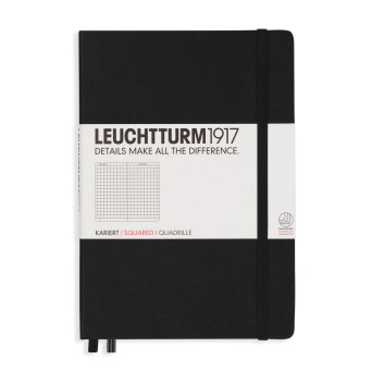 Notatnik - Leuchtturm1917 - w kratkę, czarny, twarda okładka, A5