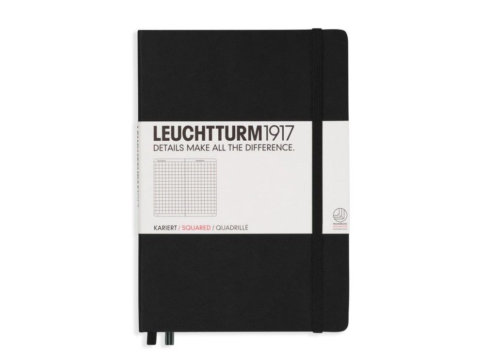 Notebook - Leuchtturm1917 - squared, black, hard cover, A5