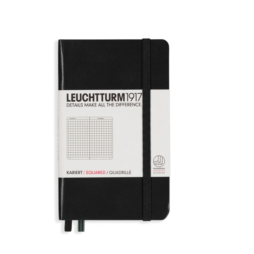Notatnik - Leuchtturm1917 - w kratkę, czarny, twarda okładka, A6