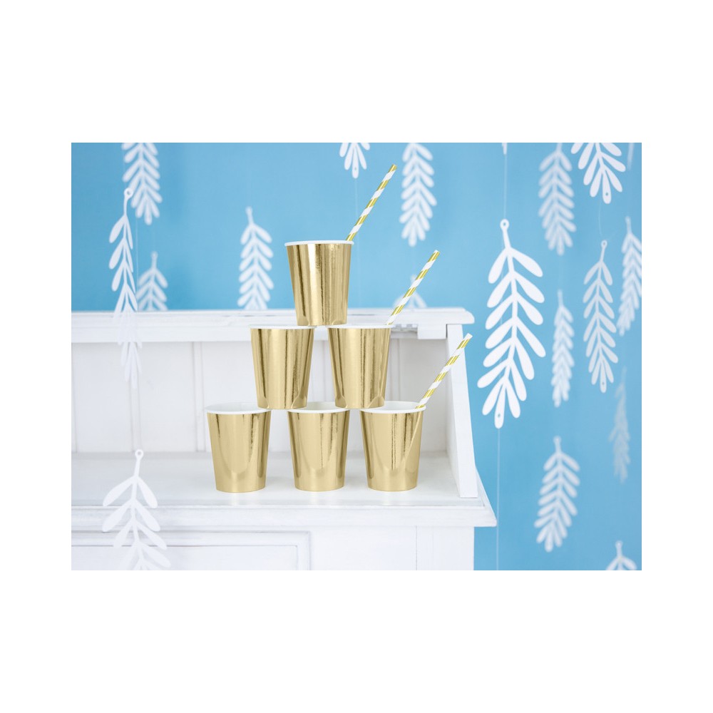Paper cups - gold, 220 ml, 6 pcs.